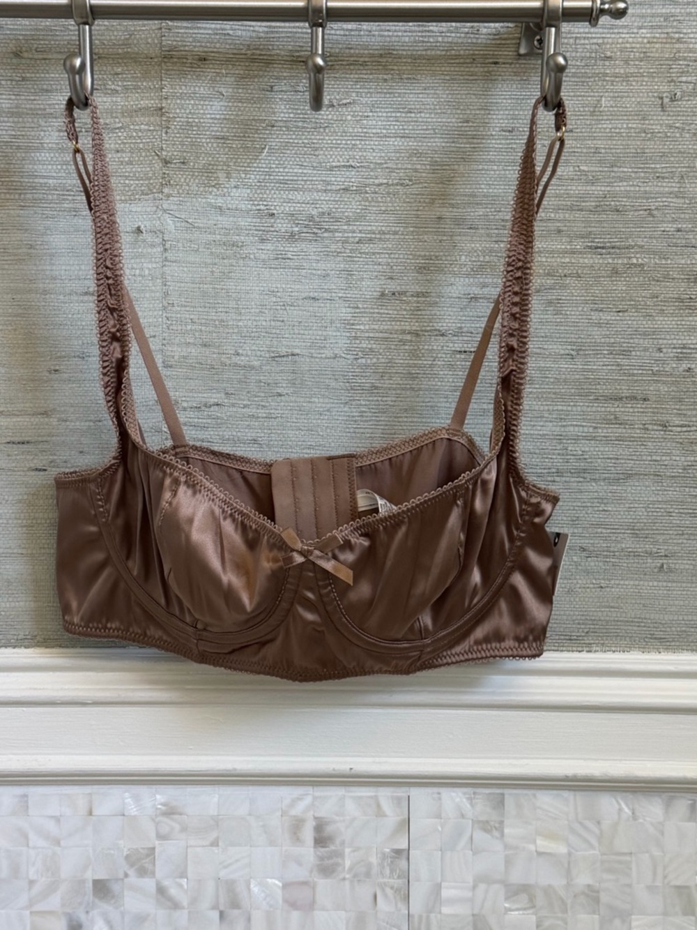 NWT new medium by anthropologie satin bra brown bronze underwire - Picture 3 of 16